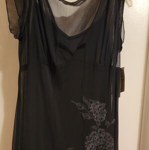 Rampage Vintage Elegant Black Dress with Floral Accents Size 10